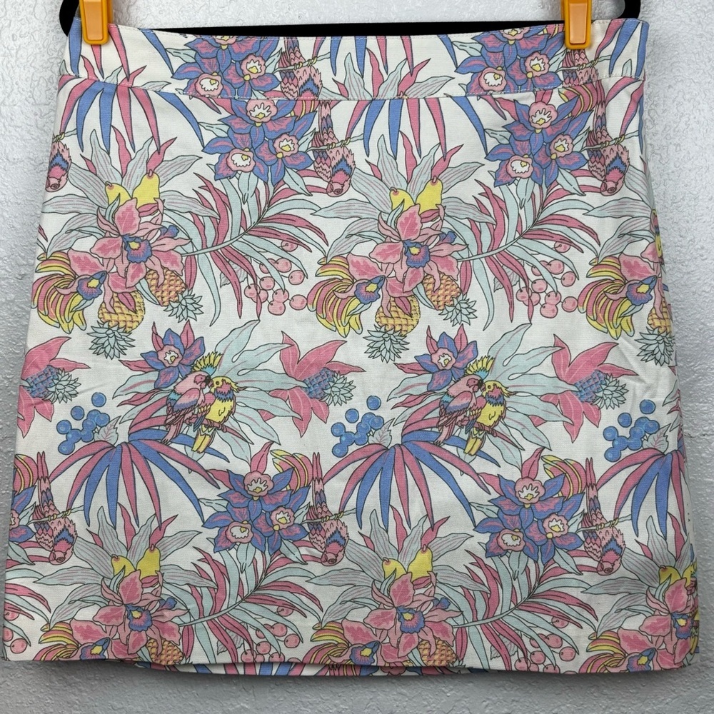 Talbots Skirt Womens Sz 12 New Floral Leaves Parrot Tropical Resort Work Casual